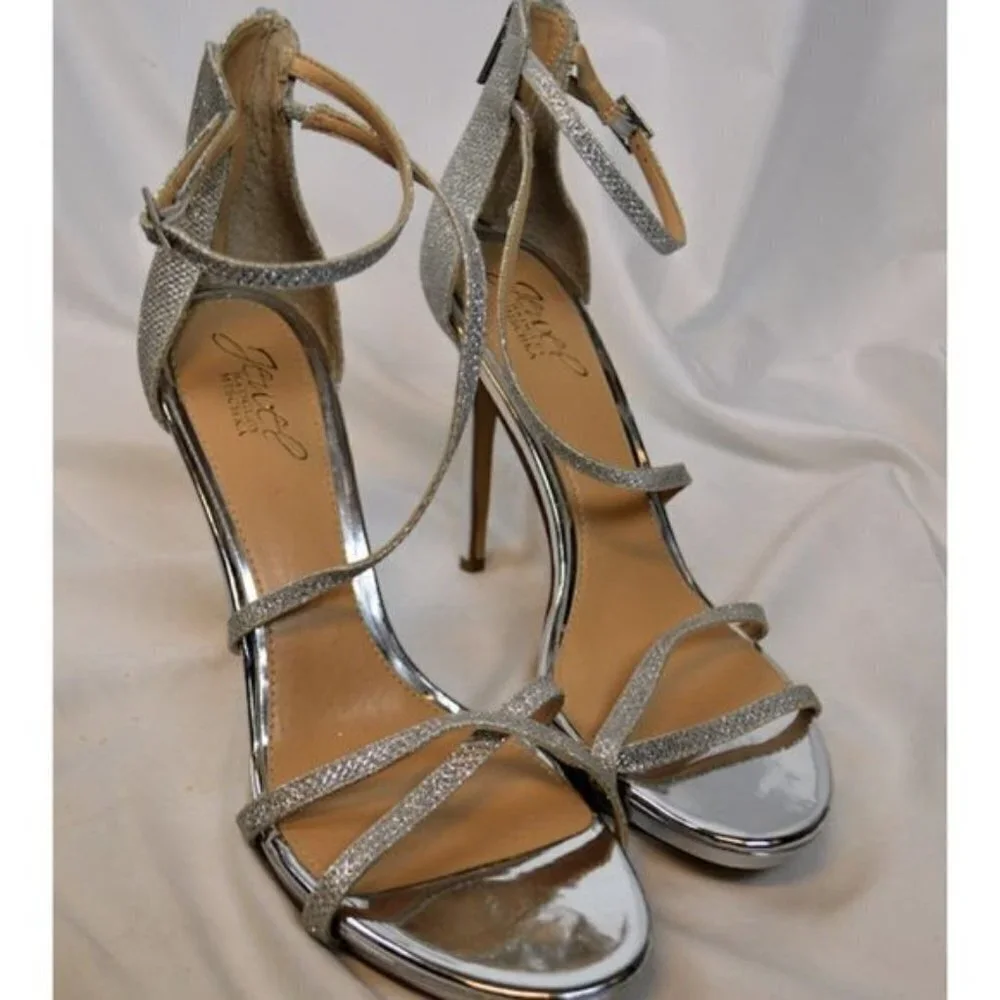 JEWEL BADGLEY MISCHKA Silver Galen Strappy Platform Sandal  8.5